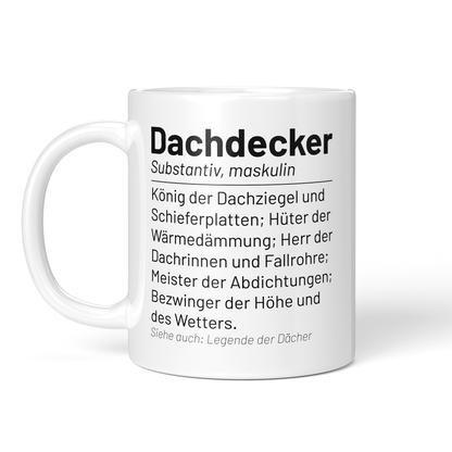 CupHaven® Dachdecker Tasse - Wörterbuch "Dachdecker" - Geschenk für Dachdecker und Dachdeckerinnen