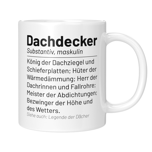 CupHaven® Dachdecker Tasse - Wörterbuch "Dachdecker" - Geschenk für Dachdecker und Dachdeckerinnen