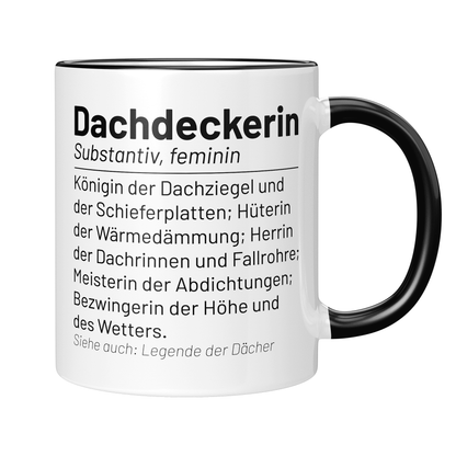 CupHaven® Dachdecker Tasse - Wörterbuch "Dachdeckerin" - Geschenk für Dachdecker und Dachdeckerinnen