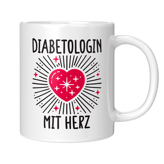 Diabetologe Tasse - Diabetologin mit Herz (Diabetologie, Geschenk)