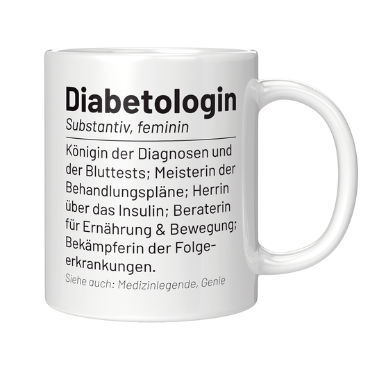 Diabetologe Tasse - Wörterbuch "Diabetologin" (Diabetologie, Geschenk)