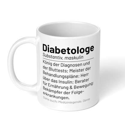 CupHaven® Diabetologie Tasse - Wörterbuch "Diabetologe" - Geschenk für Diabetologen und Diabetologinnen