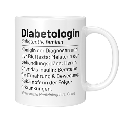 CupHaven® Diabetologie Tasse - Wörterbuch "Diabetologin" - Geschenk für Diabetologen und Diabetologinnen