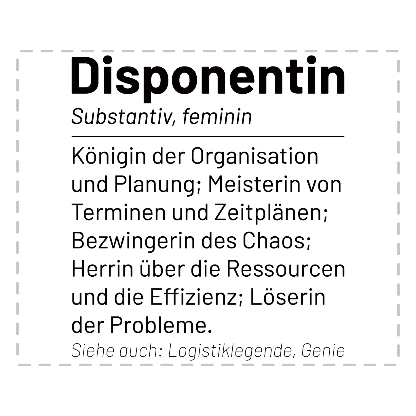 Disponent Tasse - Wörterbuch "Disponentin" (Disposition, Geschenk)