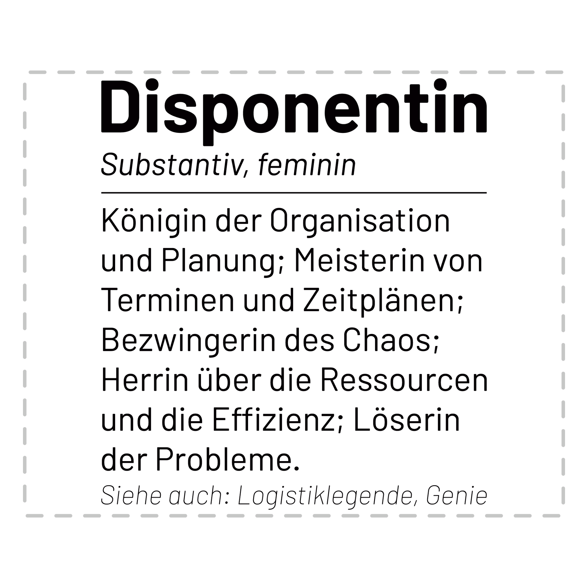 Disponent Tasse - Wörterbuch "Disponentin" (Disposition, Geschenk)