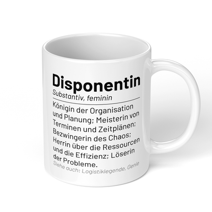 CupHaven® Disponent Tasse - Wörterbuch "Disponentin" - Geschenk für Disponenten und Disponentinnen