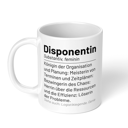 CupHaven® Disponent Tasse - Wörterbuch "Disponentin" - Geschenk für Disponenten und Disponentinnen
