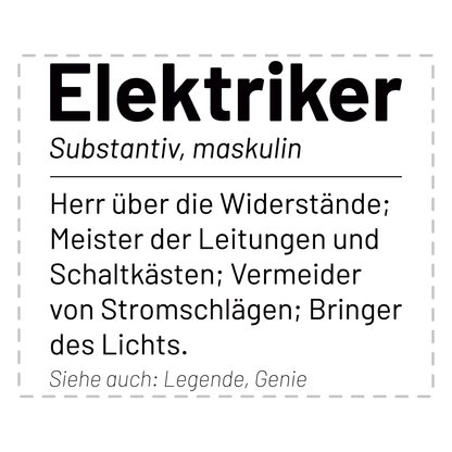 Elektriker Tasse - Wörterbucheintrag: Elektriker (Elektrikerin, Geschenk)