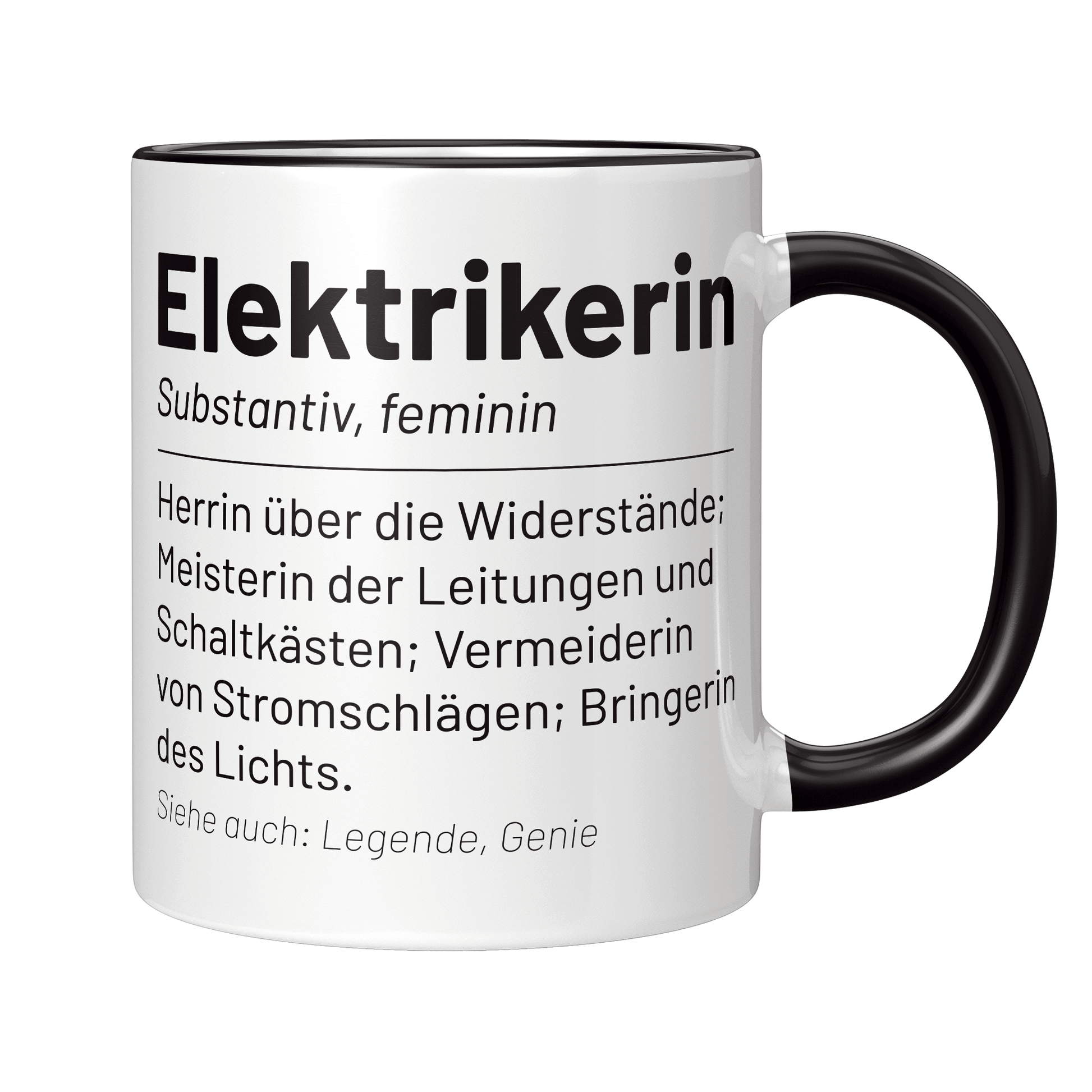 Elektriker Tasse - Wörterbucheintrag: Elektrikerin (Elektrik, Geschenk)