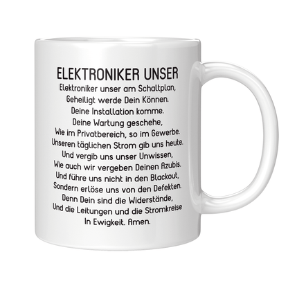 Elektroniker Tasse - "Elektroniker Unser"-Gebet (Elektronikerin, Geschenk)