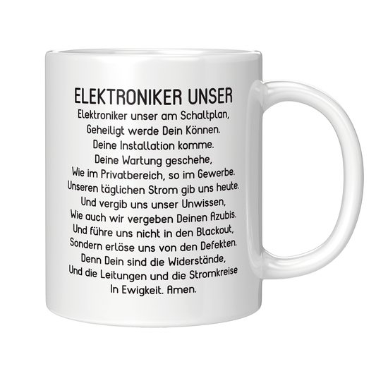 Elektroniker Tasse - "Elektroniker Unser"-Gebet (Elektronikerin, Geschenk)