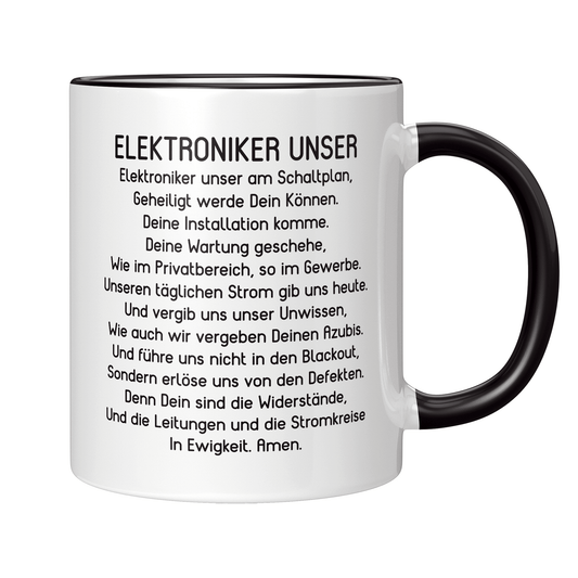 Elektroniker Tasse - "Elektroniker Unser"-Gebet (Elektronikerin, Geschenk)