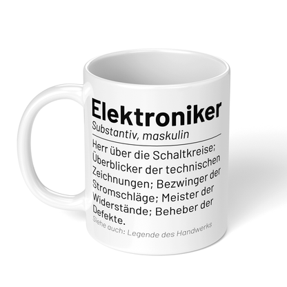CupHaven® Elektroniker Tasse - Wörterbuch "Elektroniker" - Geschenk für Elektroniker und Elektronikerinnen
