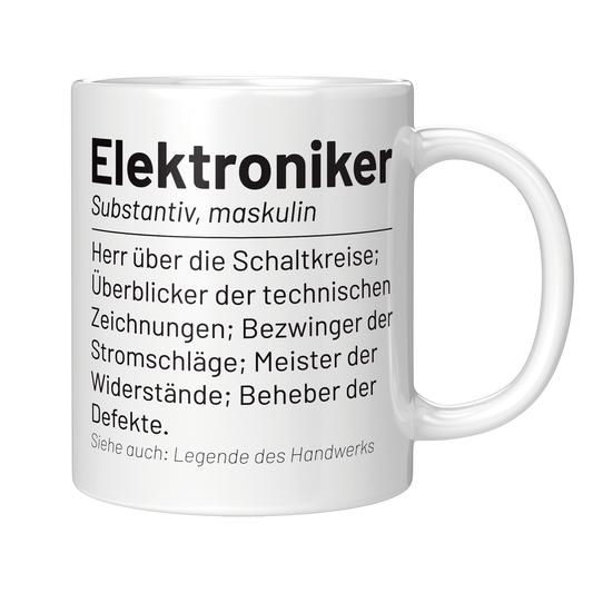 Elektroniker Tasse - Wörterbuch "Elektroniker" (Elektronikerin, Geschenk)