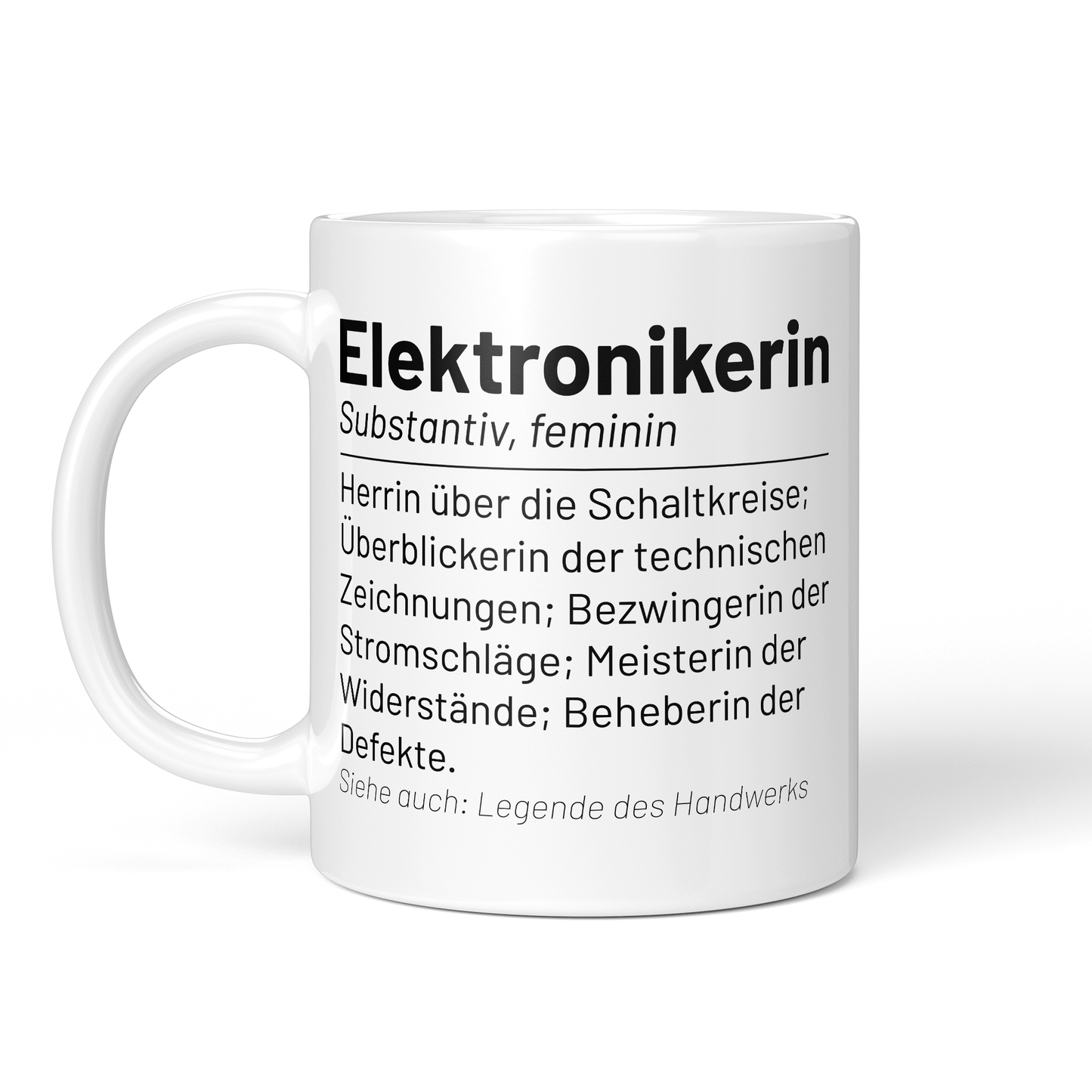 CupHaven® Elektroniker Tasse - Wörterbuch "Elektronikerin" - Geschenk für Elektroniker und Elektronikerinnen