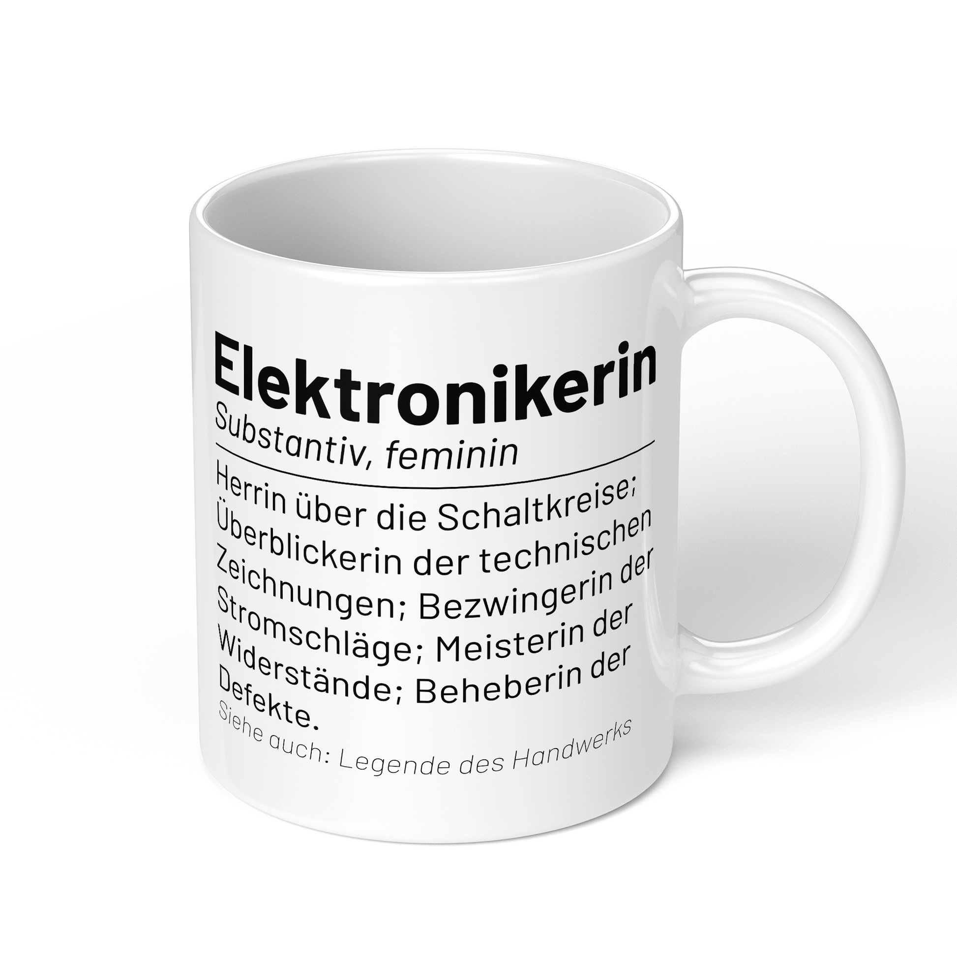 CupHaven® Elektroniker Tasse - Wörterbuch "Elektronikerin" - Geschenk für Elektroniker und Elektronikerinnen
