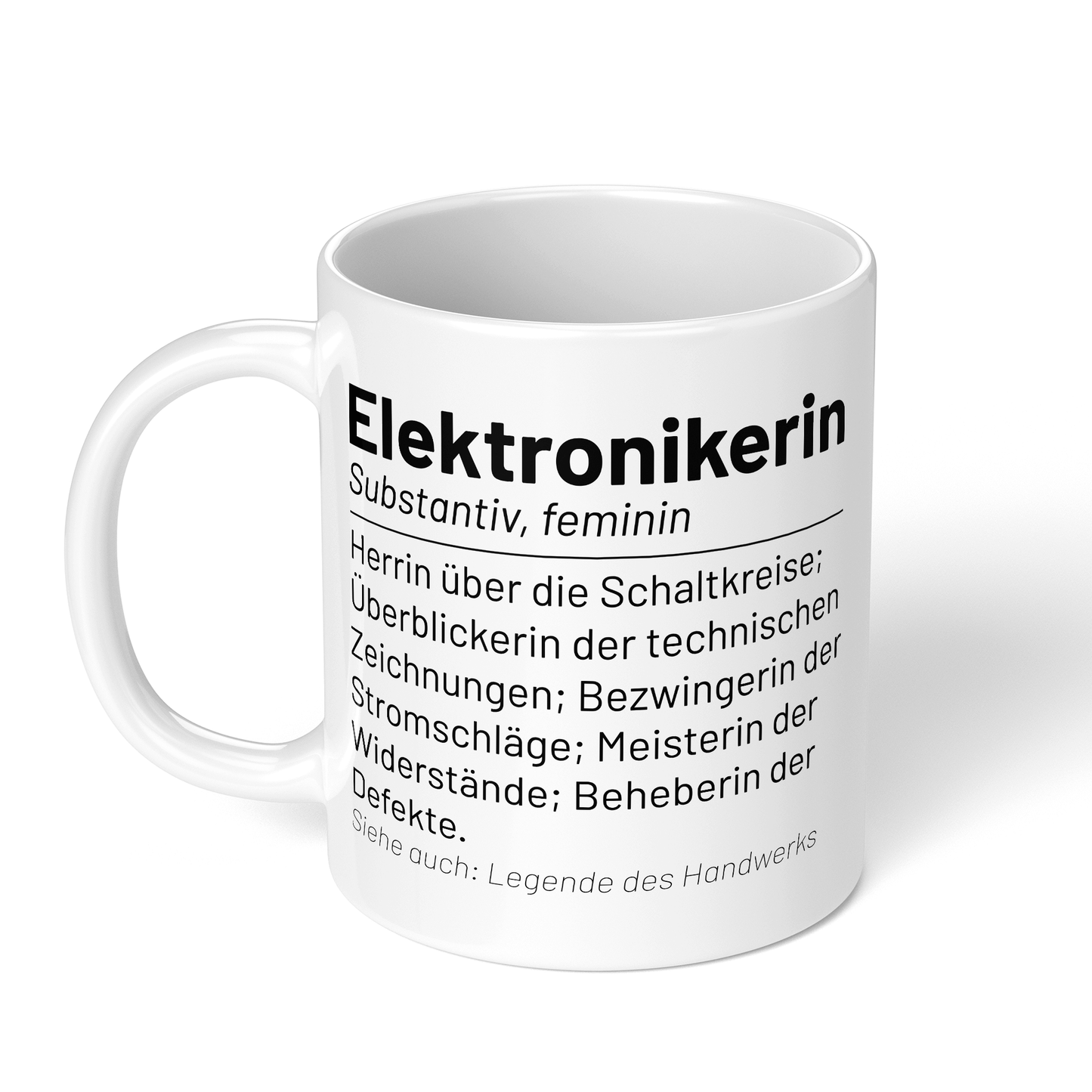 CupHaven® Elektroniker Tasse - Wörterbuch "Elektronikerin" - Geschenk für Elektroniker und Elektronikerinnen