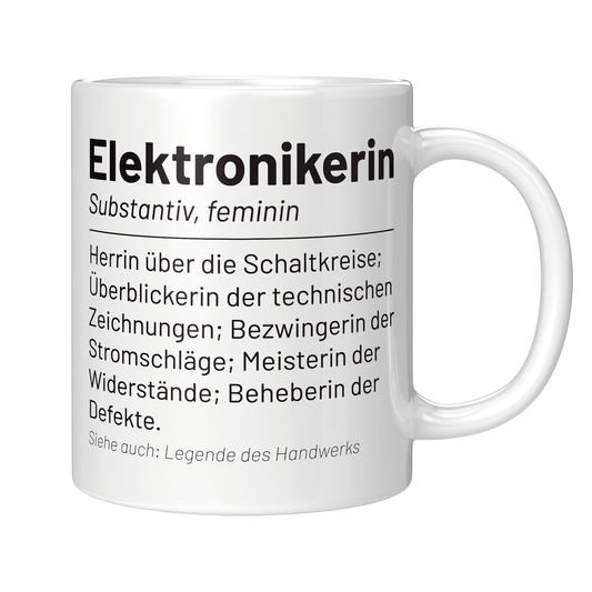 Elektroniker Tasse - Wörterbuch "Elektronikerin" (Geschenk)
