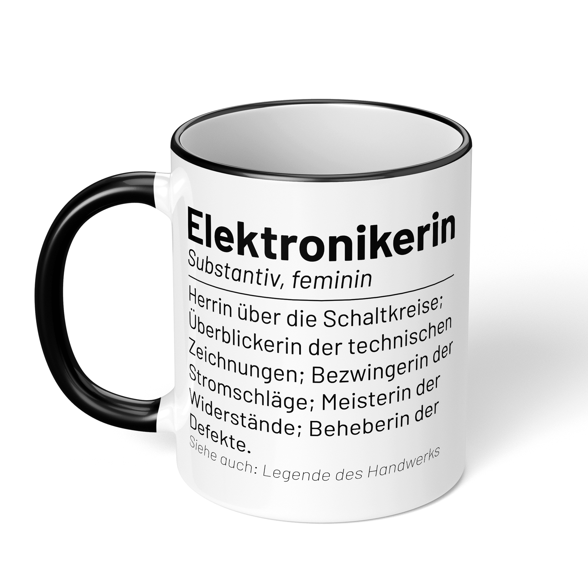 CupHaven® Elektroniker Tasse - Wörterbuch "Elektronikerin" - Geschenk für Elektroniker und Elektronikerinnen