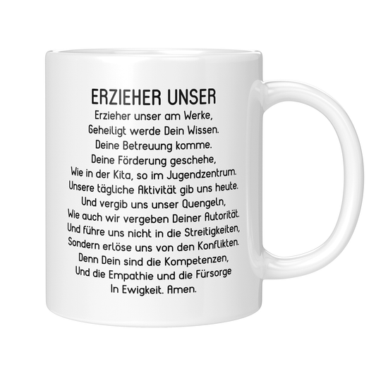CupHaven® Erzieher Tasse - "Erzieher Unser"-Gebet - Geschenk für Erzieher und Erzieherinnen