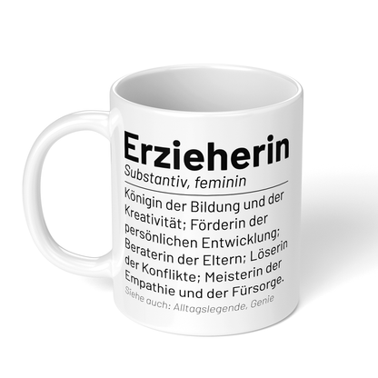 CupHaven® Erzieher Tasse - Wörterbuch "Erzieherin" - Geschenk für Erzieher und Erzieherinnen