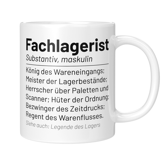 CupHaven® Fachlagerist Tasse - Wörterbuch "Fachlagerist" - Geschenk für Fachlageristen und Fachlageristinnen