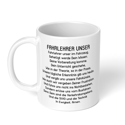 CupHaven® Fahrlehrer Tasse - "Fahrlehrer Unser"-Gebet - Geschenk für Fahrlehrer und Fahrlehrerinnen