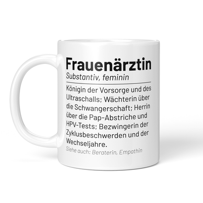 CupHaven® Frauenarzt Tasse - Wörterbuch "Frauenärztin" - Geschenk für Frauenärzte, Gynäkologen und die Gynäkologie
