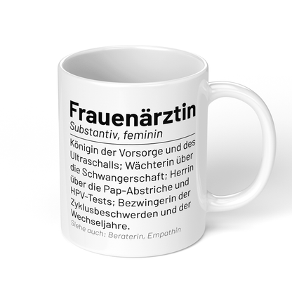 CupHaven® Frauenarzt Tasse - Wörterbuch "Frauenärztin" - Geschenk für Frauenärzte, Gynäkologen und die Gynäkologie