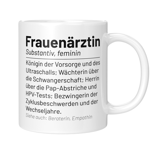 CupHaven® Frauenarzt Tasse - Wörterbuch "Frauenärztin" - Geschenk für Frauenärzte, Gynäkologen und die Gynäkologie