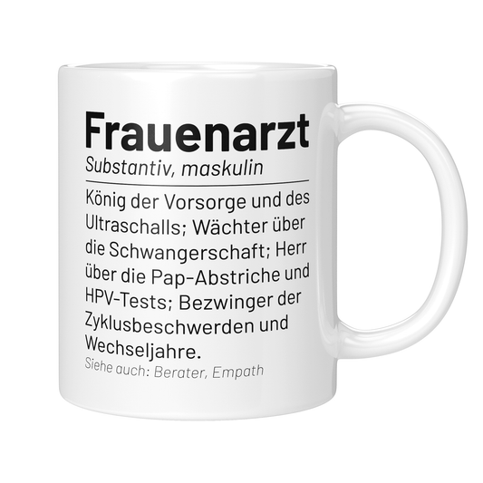 CupHaven® Frauenarzt Tasse - Wörterbuch "Frauenarzt" - Geschenk für Frauenärzte, Gynäkologen und die Gynäkologie