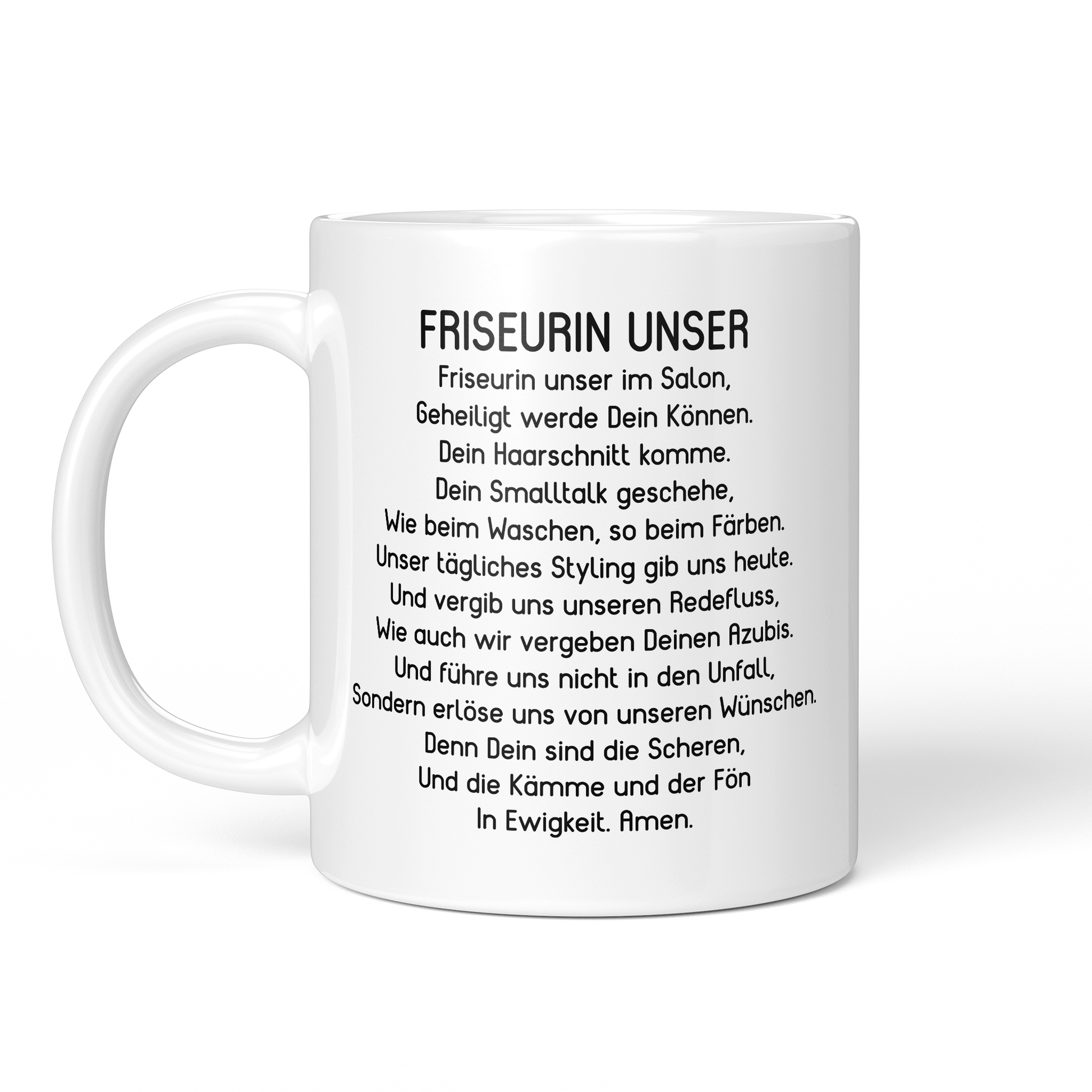 CupHaven® Friseur Tasse - "Friseurin Unser"-Gebet - Geschenk für Friseurinnen und Friseure