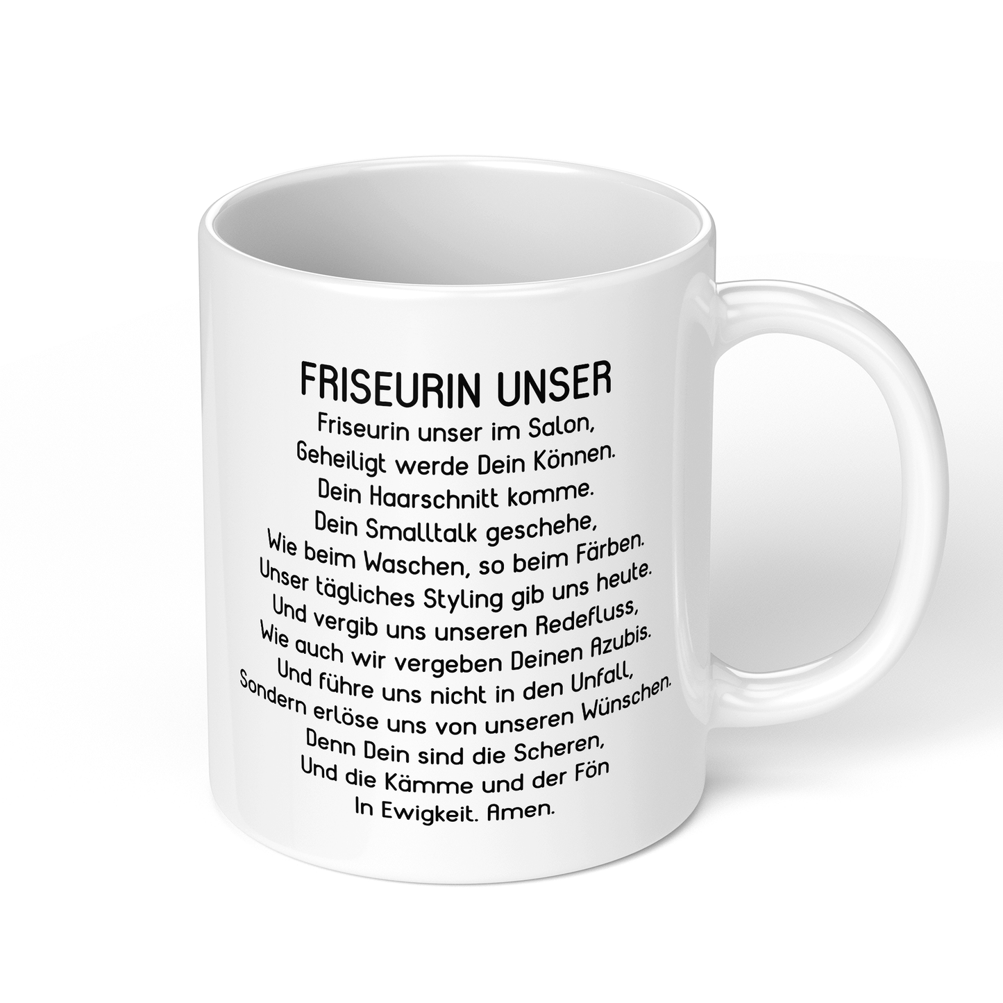 CupHaven® Friseur Tasse - "Friseurin Unser"-Gebet - Geschenk für Friseurinnen und Friseure