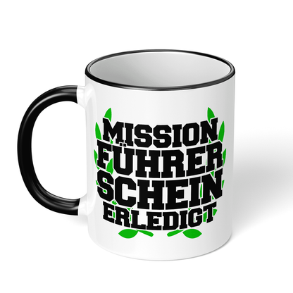 CupHaven® Führerschein Bestanden Tasse - Mission "Führerschein" erledigt - Geschenk zur bestandenen Fahrprüfung