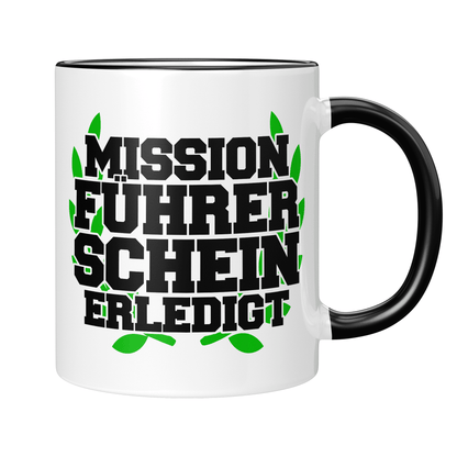 CupHaven® Führerschein Bestanden Tasse - Mission "Führerschein" erledigt - Geschenk zur bestandenen Fahrprüfung