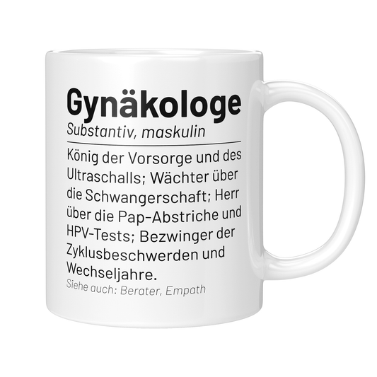 CupHaven® Gynäkologie Tasse - Wörterbuch "Gynäkologe" - Geschenk für Gynäkologen, Gynäkologinnen und Frauenärzte
