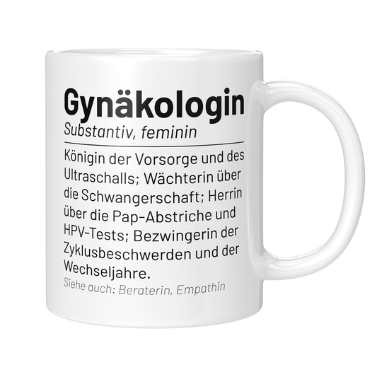 CupHaven® Gynäkologie Tasse - Wörterbuch "Gynäkologin" - Geschenk für Gynäkologen, Gynäkologinnen und Frauenärzte