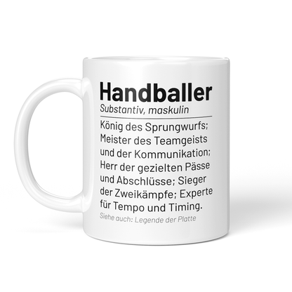 CupHaven® Handball Tasse - Wörterbuch "Handballer" - Geschenk für Handballer und Handballerinnen