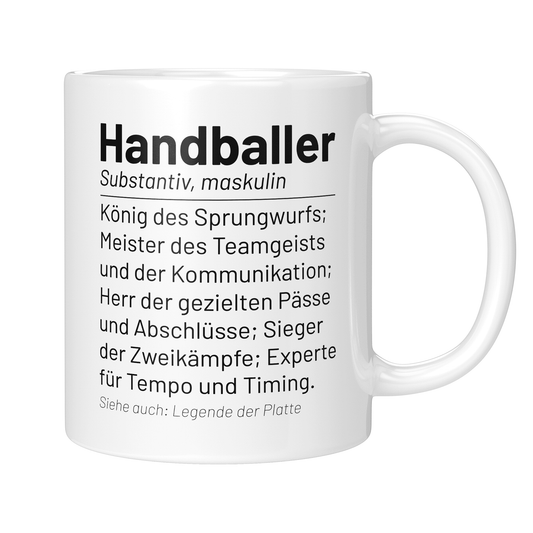 CupHaven® Handball Tasse - Wörterbuch "Handballer" - Geschenk für Handballer und Handballerinnen