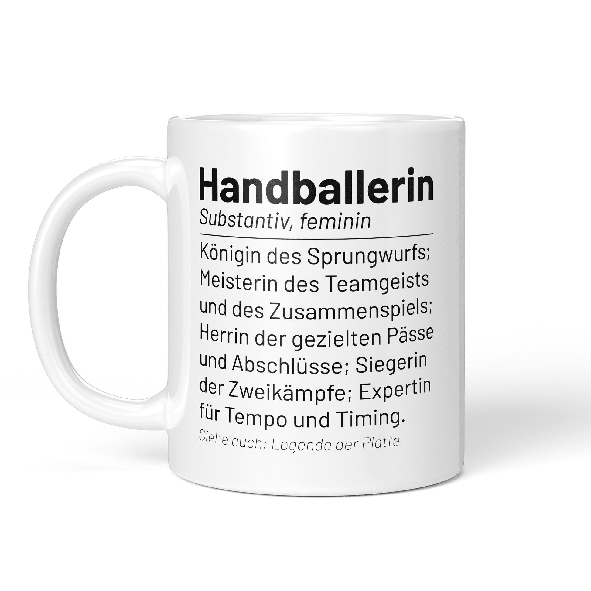 CupHaven® Handball Tasse - Wörterbuch "Handballerin" - Geschenk für Handballer und Handballerinnen