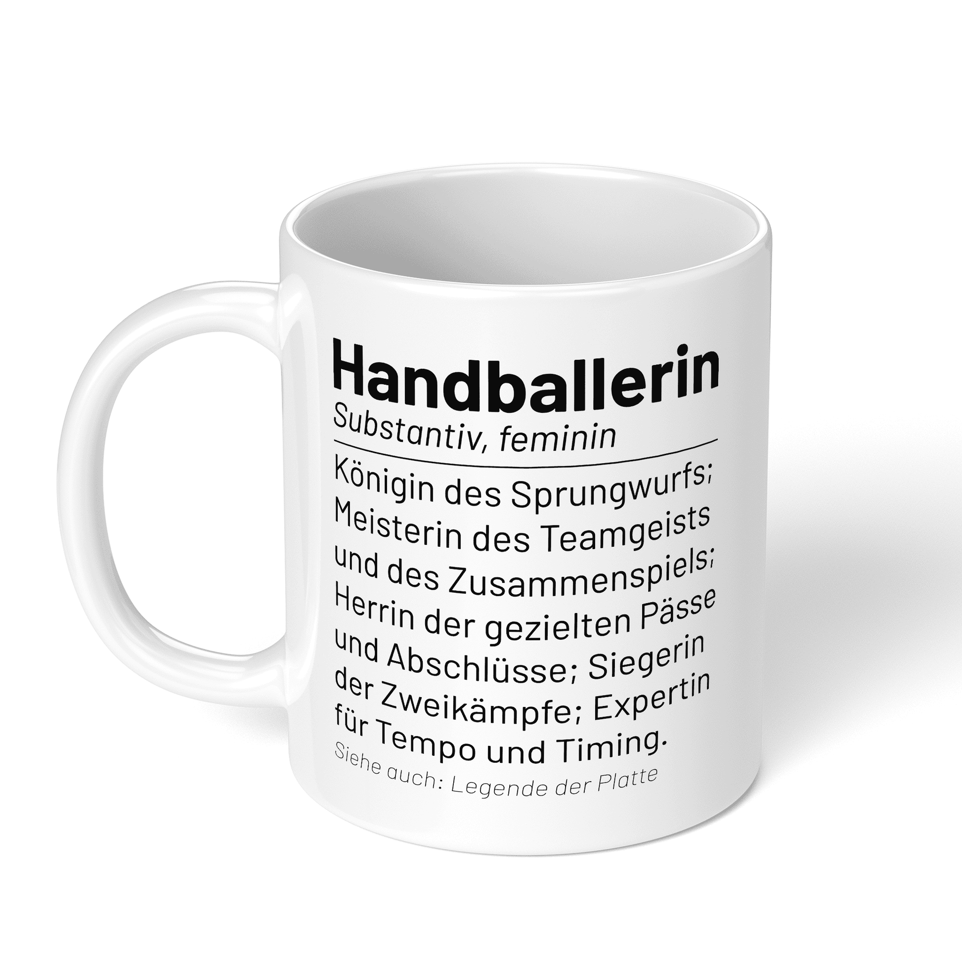 CupHaven® Handball Tasse - Wörterbuch "Handballerin" - Geschenk für Handballer und Handballerinnen