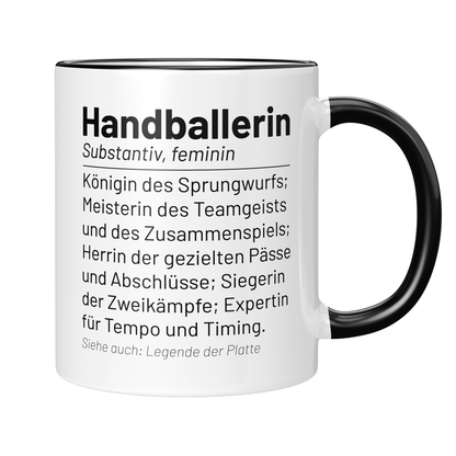 CupHaven® Handball Tasse - Wörterbuch "Handballerin" - Geschenk für Handballer und Handballerinnen