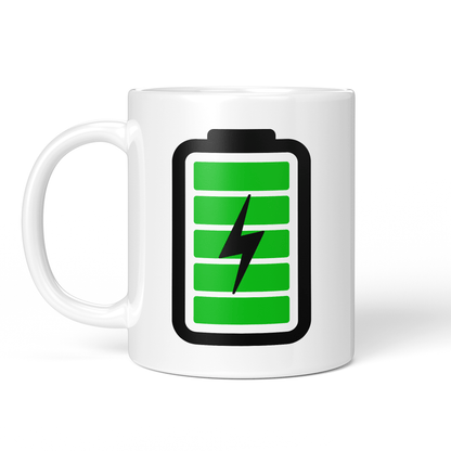 CupHaven® Kaffeeliebhaber Tasse - Akku vollgeladen - Geschenk für leidenschaftliche Kaffeetrinker