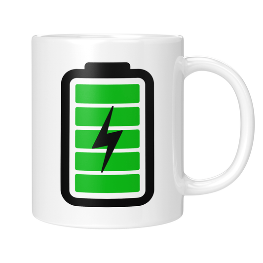 CupHaven® Kaffeeliebhaber Tasse - Akku vollgeladen - Geschenk für leidenschaftliche Kaffeetrinker