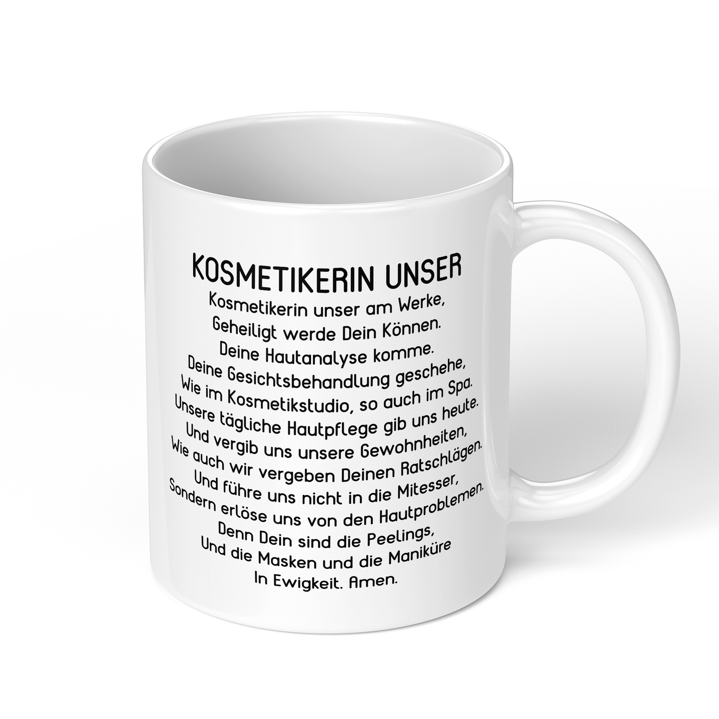 CupHaven® Kosmetikerin Tasse - "Kosmetikerin Unser"-Gebet - Geschenk für Kosmetikerinnen und Kosmetiker