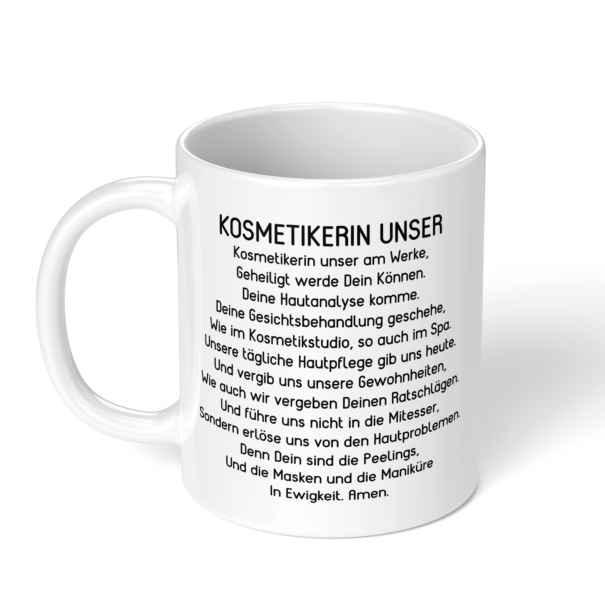 CupHaven® Kosmetikerin Tasse - "Kosmetikerin Unser"-Gebet - Geschenk für Kosmetikerinnen und Kosmetiker
