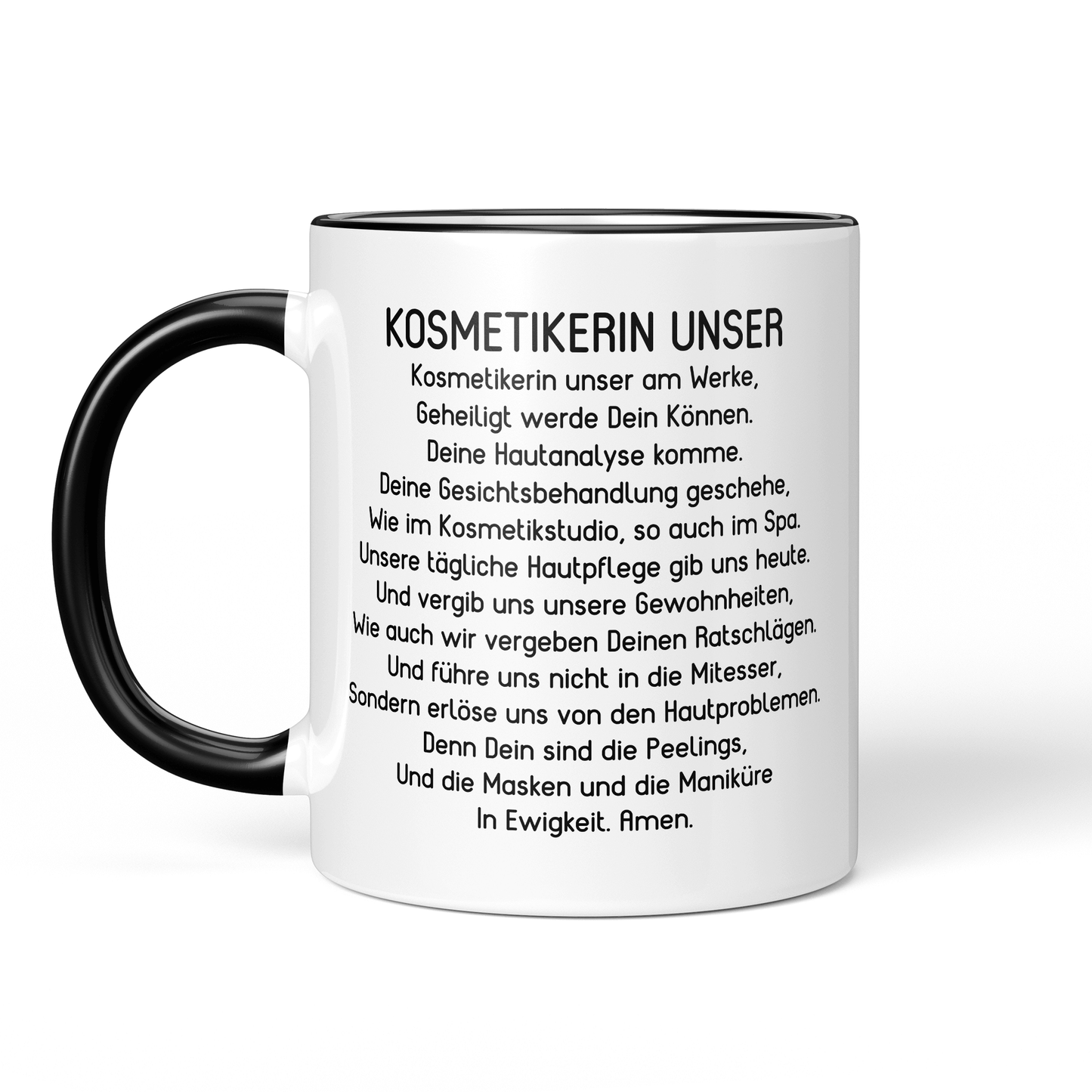 CupHaven® Kosmetikerin Tasse - "Kosmetikerin Unser"-Gebet - Geschenk für Kosmetikerinnen und Kosmetiker