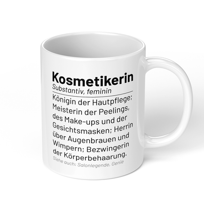 CupHaven® Kosmetikerin Tasse - Wörterbuch "Kosmetikerin" - Geschenk für Kosmetikerinnen und Kosmetiker