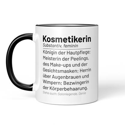 CupHaven® Kosmetikerin Tasse - Wörterbuch "Kosmetikerin" - Geschenk für Kosmetikerinnen und Kosmetiker