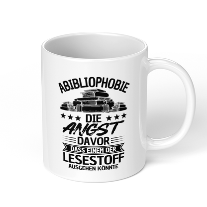 CupHaven® Lesen Tasse - Abibliophobie - Geschenk für Leseratten und Bücherwürmer